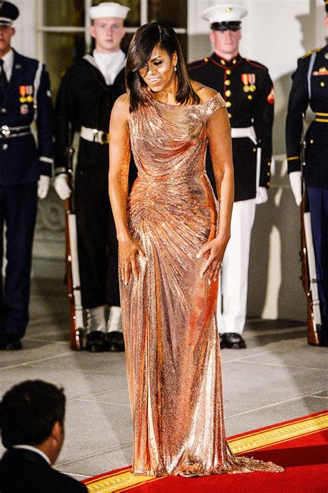 michelle obama gold versace dress|michelle obama state dinner dress.